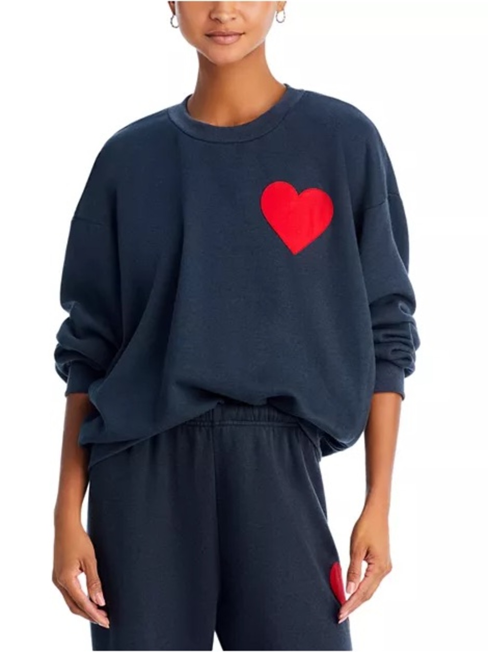 Aviator Nation Navy Crewneck Sweatshirt with Red Heart Patch